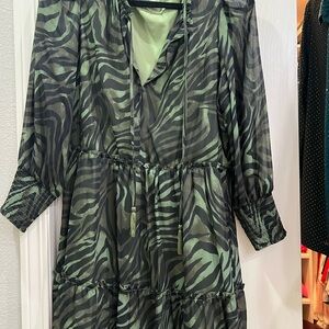 Tart Green Zebra Long Sleeve Dress